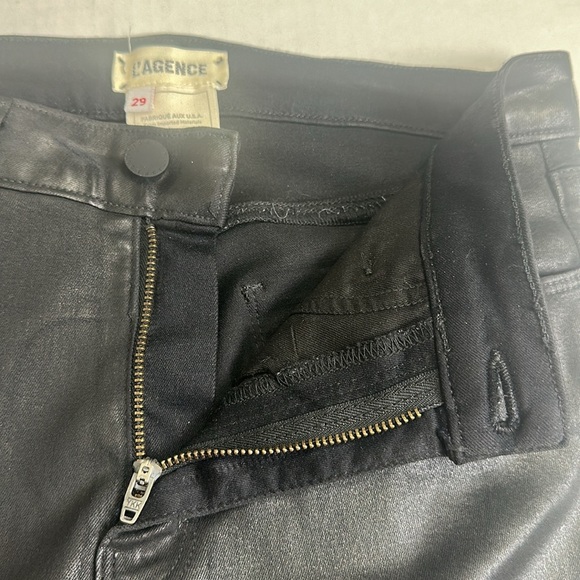 L’AGENCE Margot Coated Womens 29 Cropped Skinny High Rise Black Stretch Pants - Picture 8 of 16